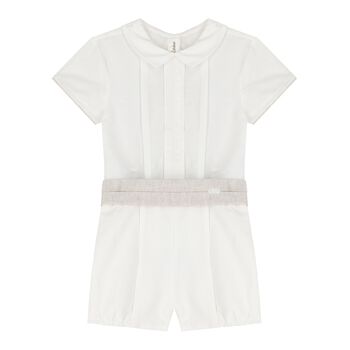 Baby Boys Ivory & Beige Shorts Set