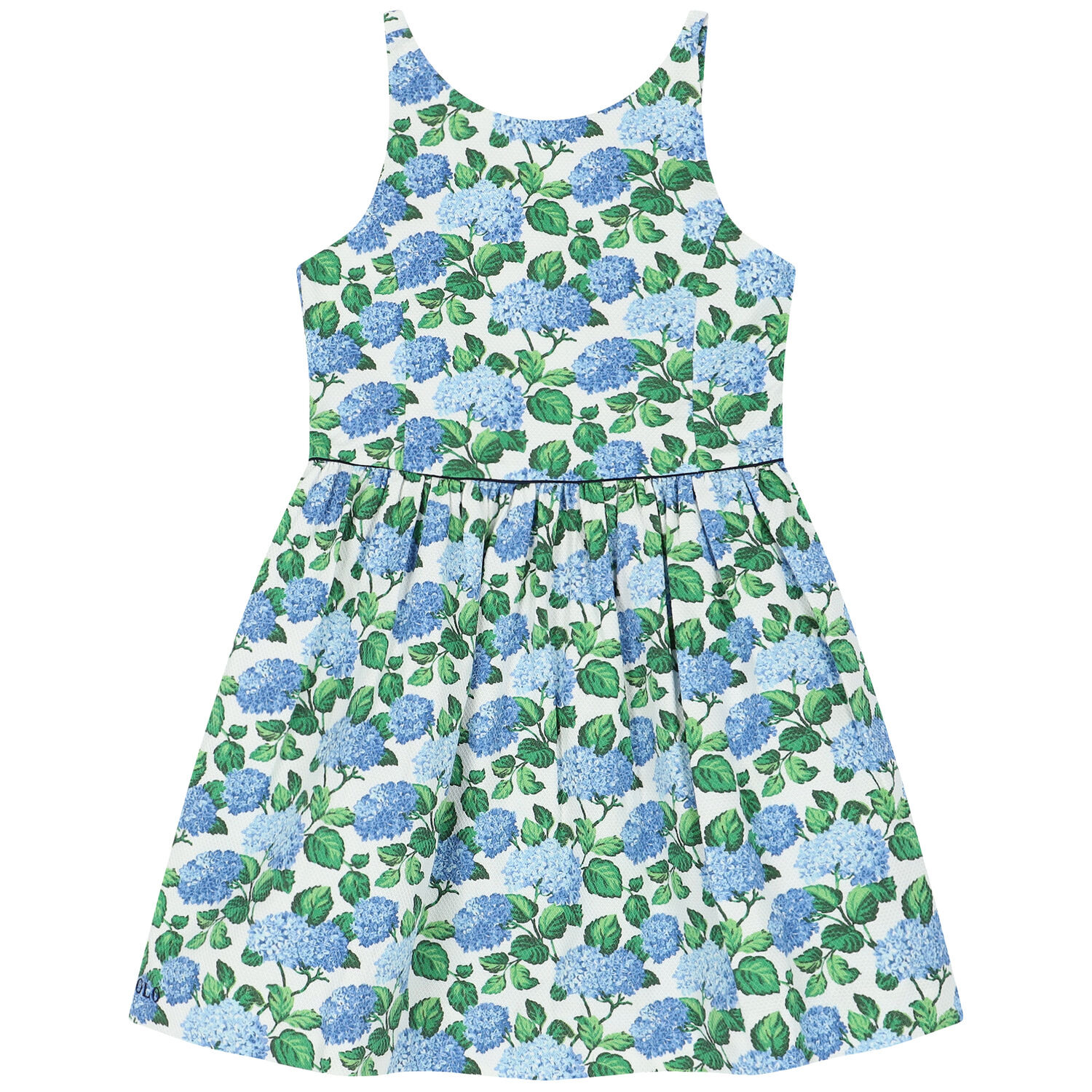Girls White & Blue Floral Dress, 1, hi-res image number null