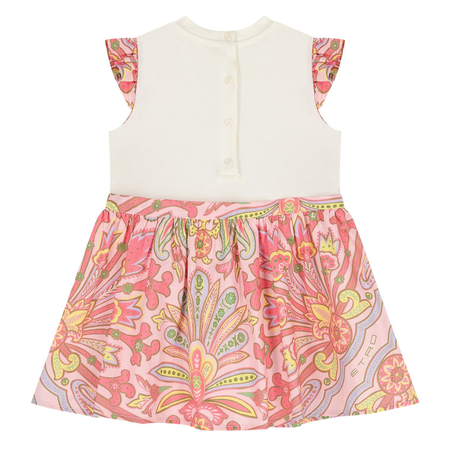 Younger Girls Ivory & Pink Floral Paisley Dress, 2, hi-res