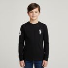 Boys Black Logo Long Sleeve Top, 1, hi-res
