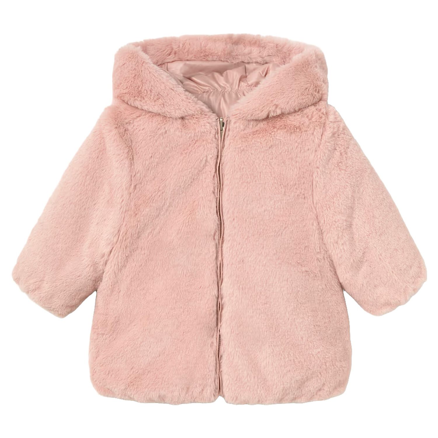 Younger Girls Pink Reversible Faux Fur Jacket, 1, hi-res