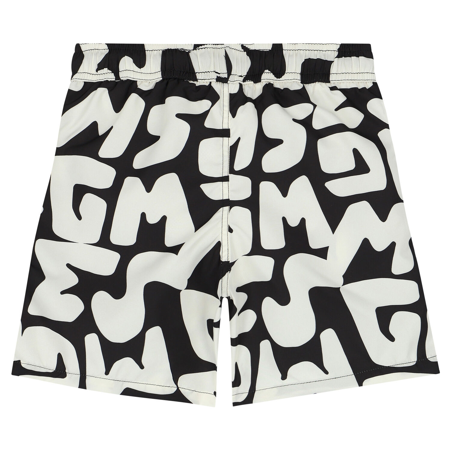 Boys Ivory & Black Logo Swim Shorts, 1, hi-res