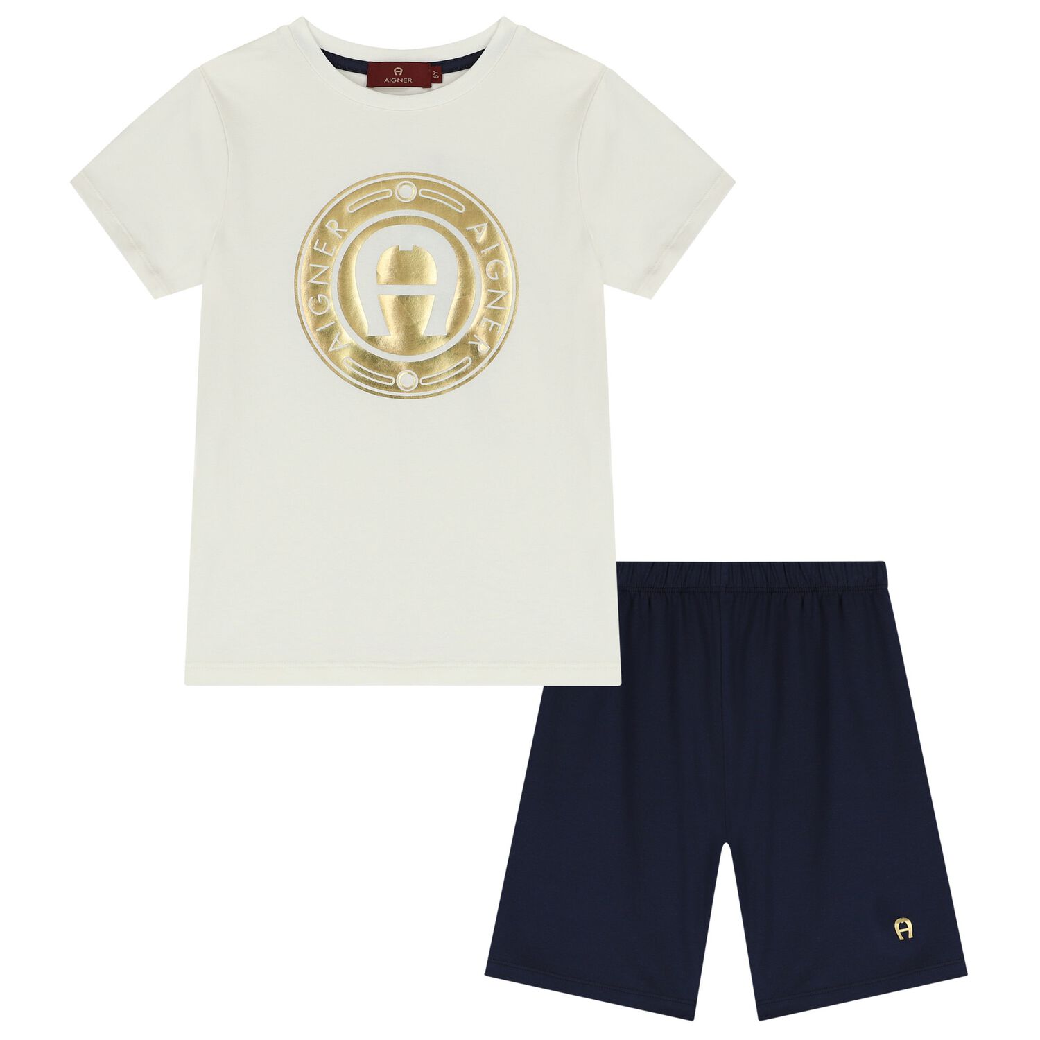 Boys White & Navy Blue Logo Pyjamas, 1, hi-res image number null