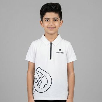 Boys White Logo Polo Shirt 