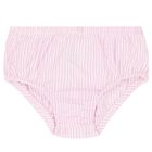 Baby Girls White & Pink Striped Dress, 1, hi-res