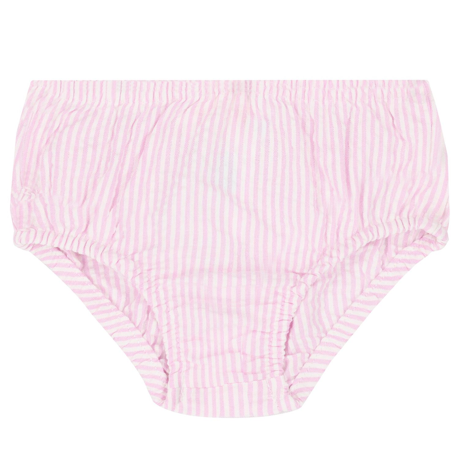 Baby Girls White & Pink Striped Dress, 1, hi-res
