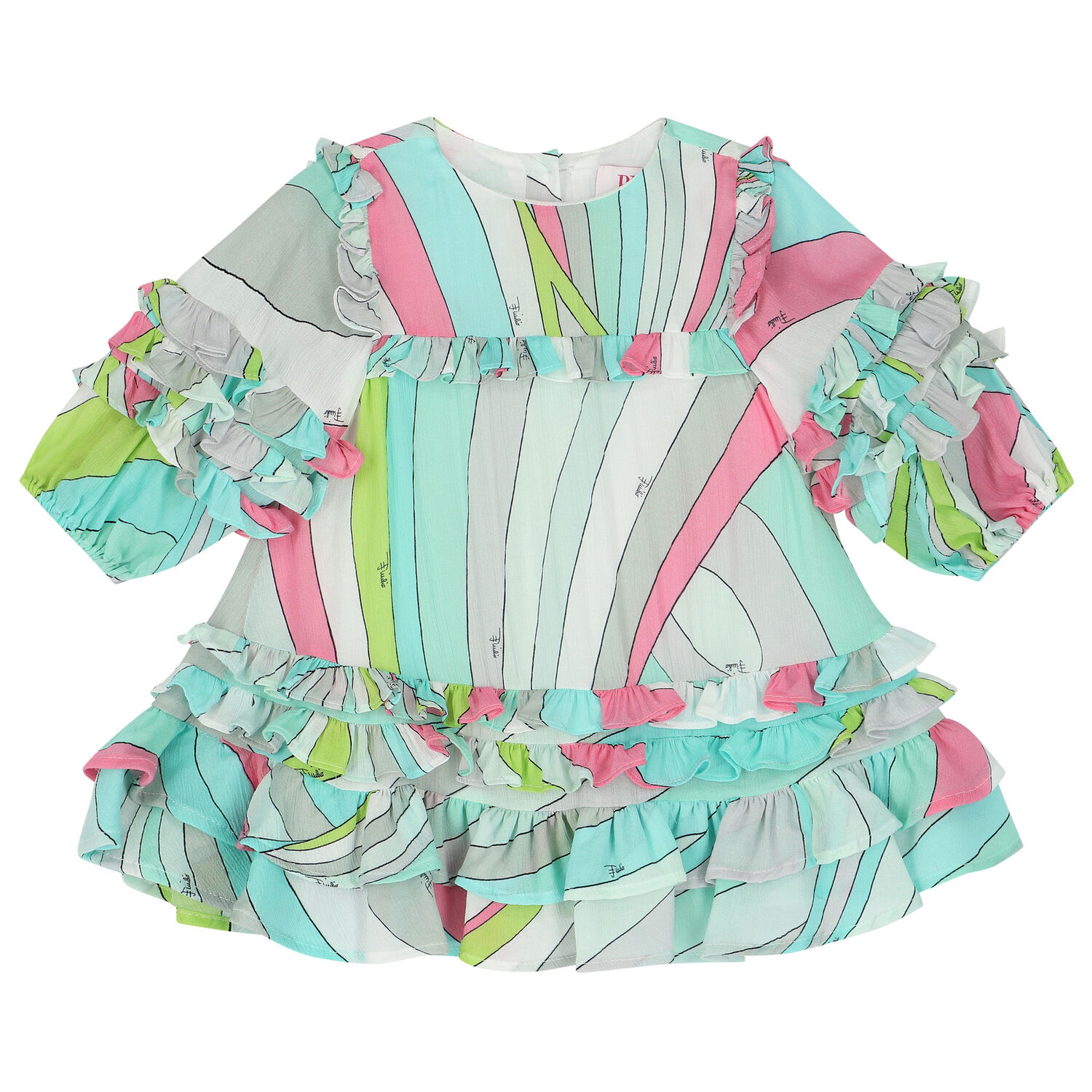Younger Girls Multi-Coloured Iride Pastel Dress, 1, hi-res