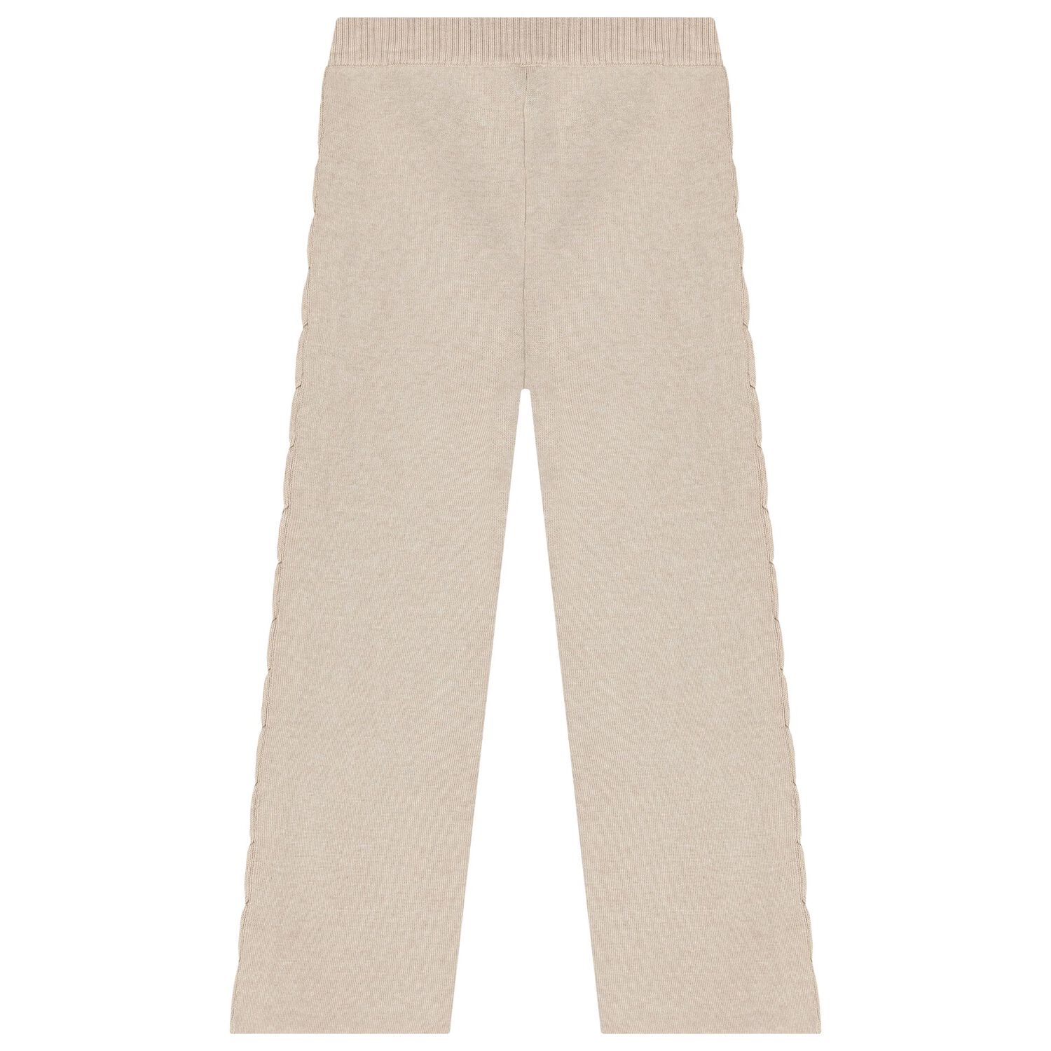 Girls Beige Knitted Trousers Set, 1, hi-res