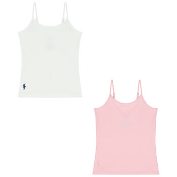 Girls Pink & White Sleeveless Top ( 2-Pack )