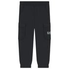 Boys Black Logo Trousers, 1, hi-res