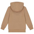 Boys Beige Logo Hooded Top, 2, hi-res