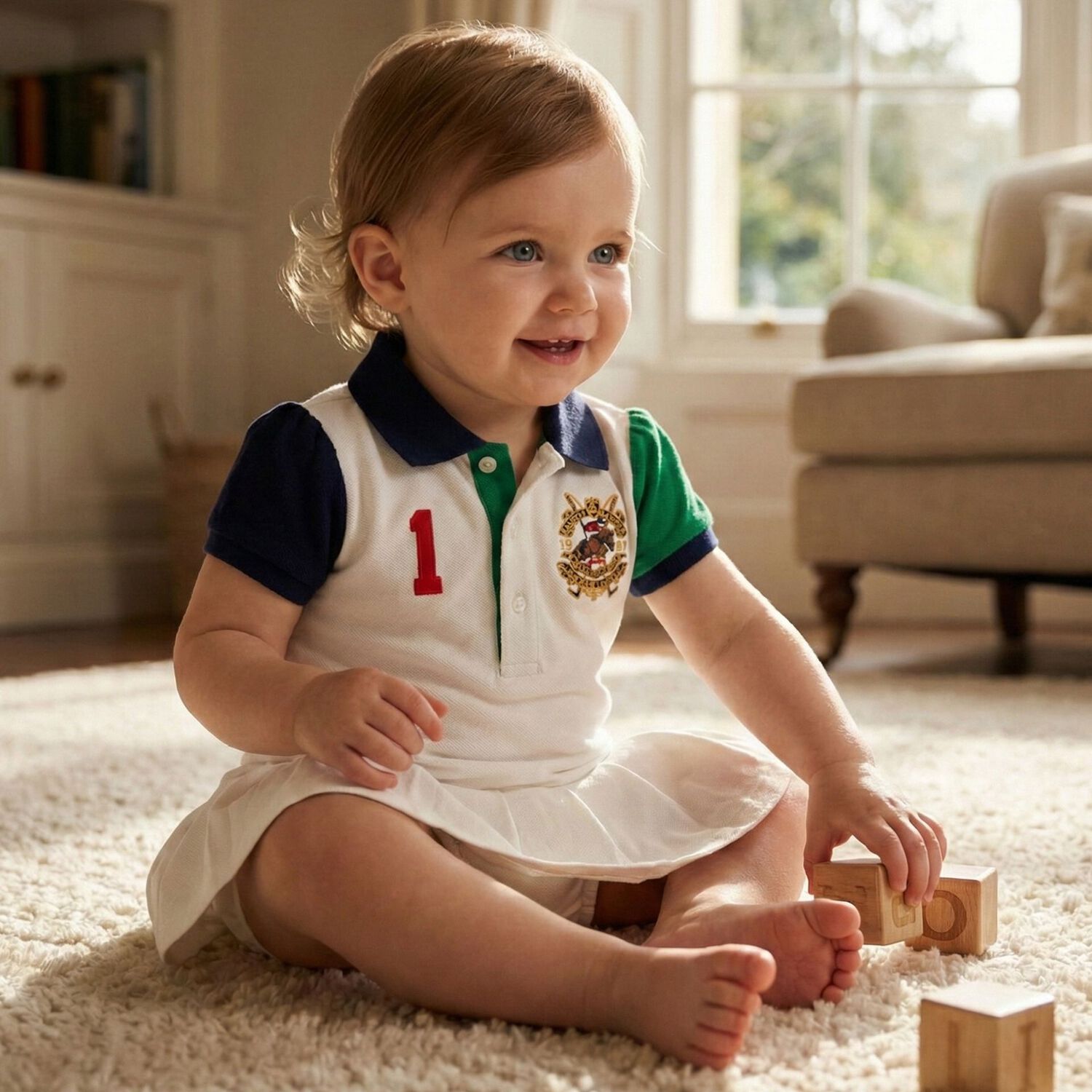 Baby Girls White Logo Dress Set, 1, hi-res