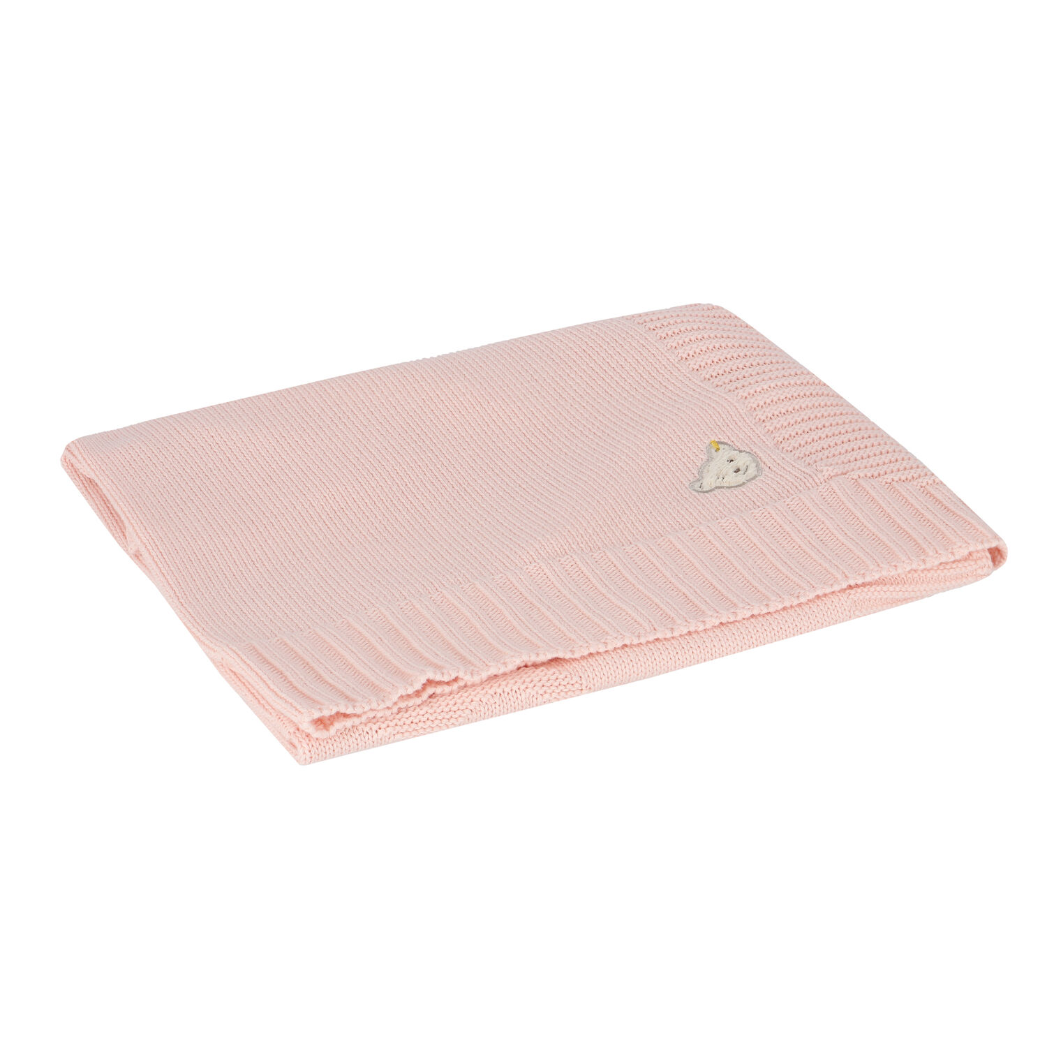 Baby Girls Pink Teddy Knitted Blanket, 1, hi-res