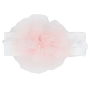 Baby Girls White & Pink Flower Headband