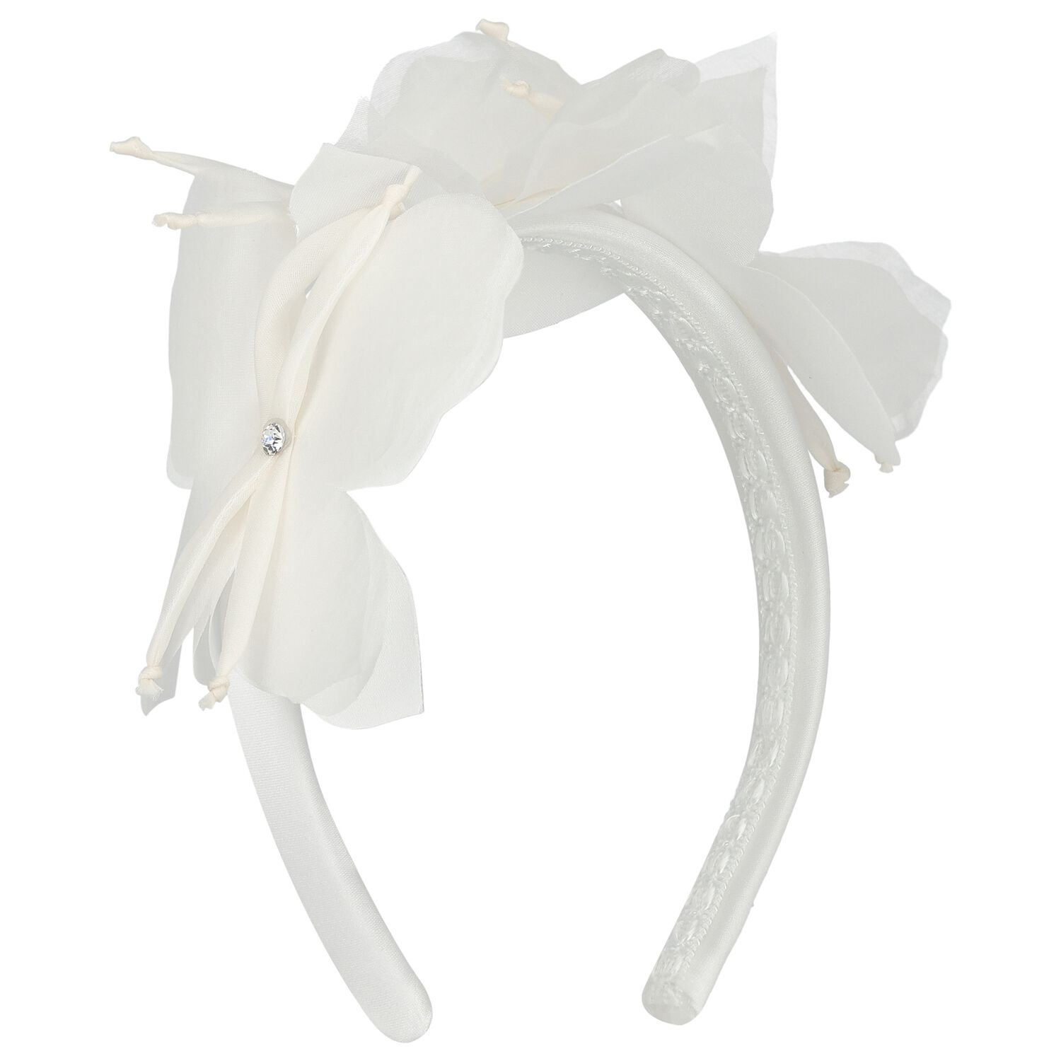 Girls White Flower Headband, 1, hi-res image number null