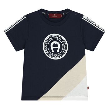 Younger Boys Navy Blue Logo T-Shirt