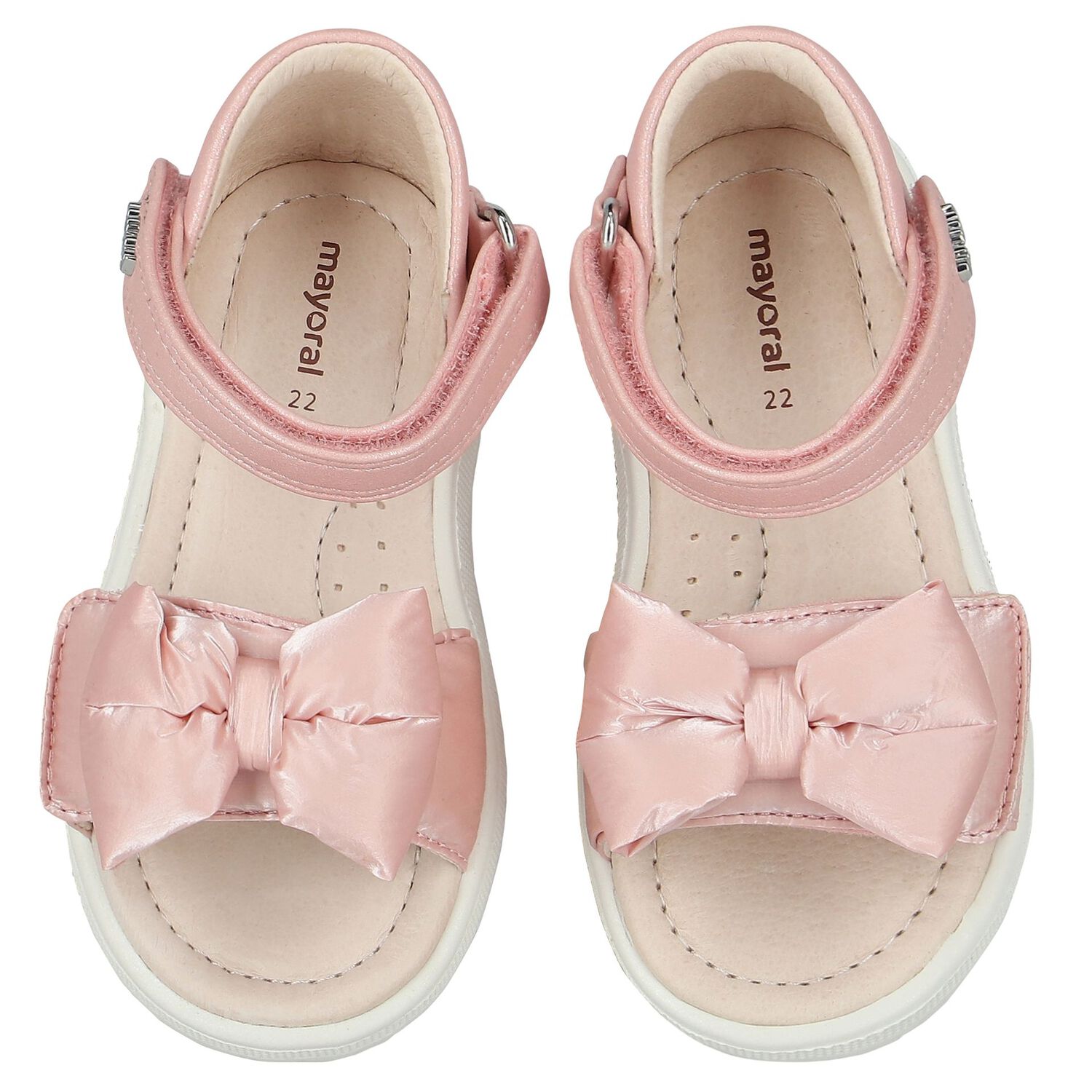 Younger Girls Pink Bow Sandals, 1, hi-res