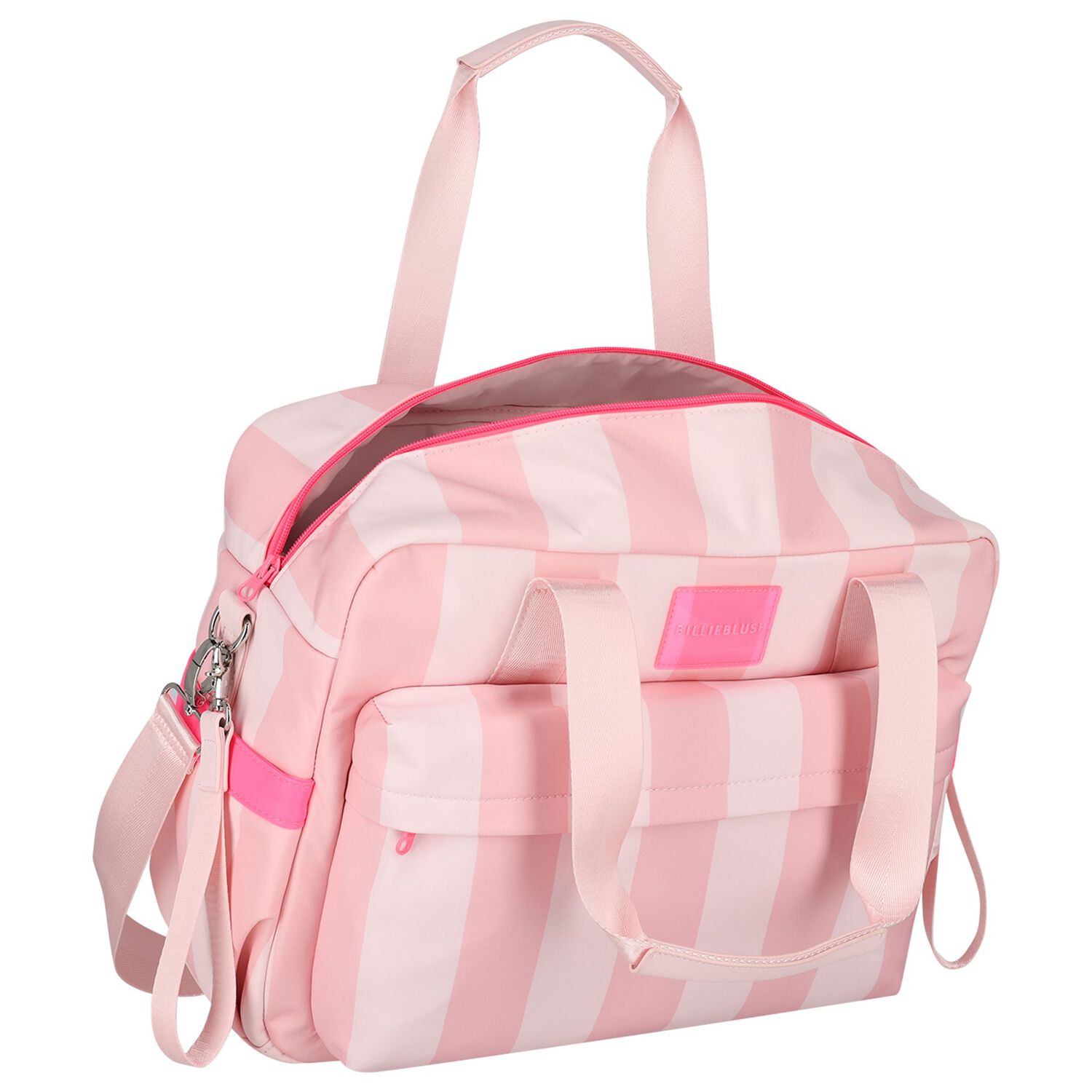 Pink Logo Striped Baby Changing Bag, 1, hi-res
