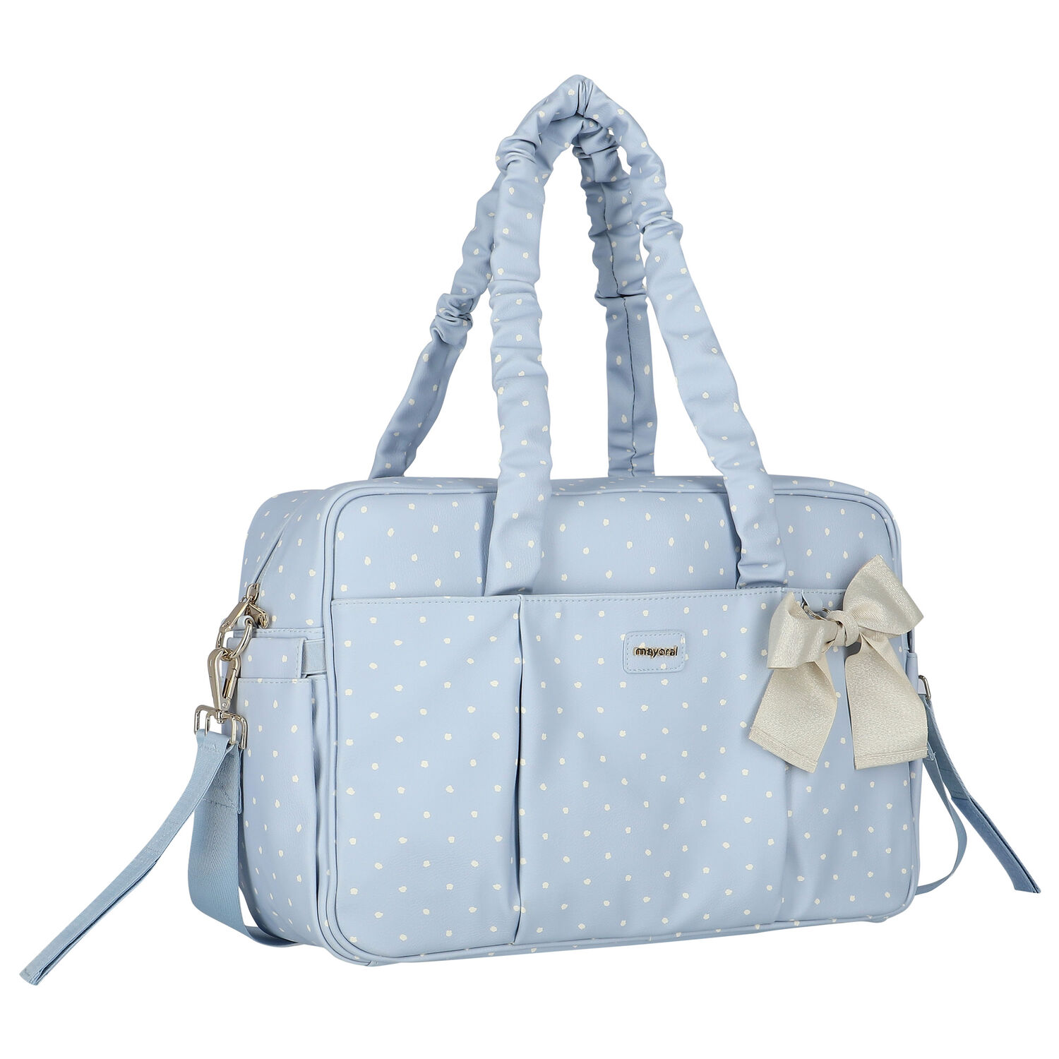Blue Faux Leather Baby Changing Bag, 2, hi-res image number null
