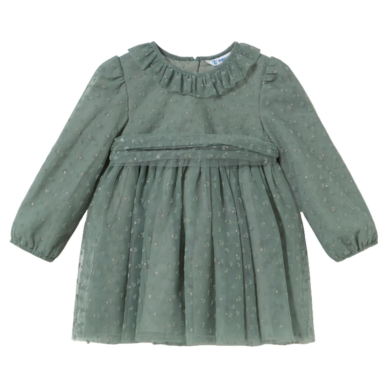Younger Girls Green Tulle Dress, 3, hi-res