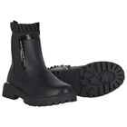 Girls Black Faux Leather Boots, 1, hi-res