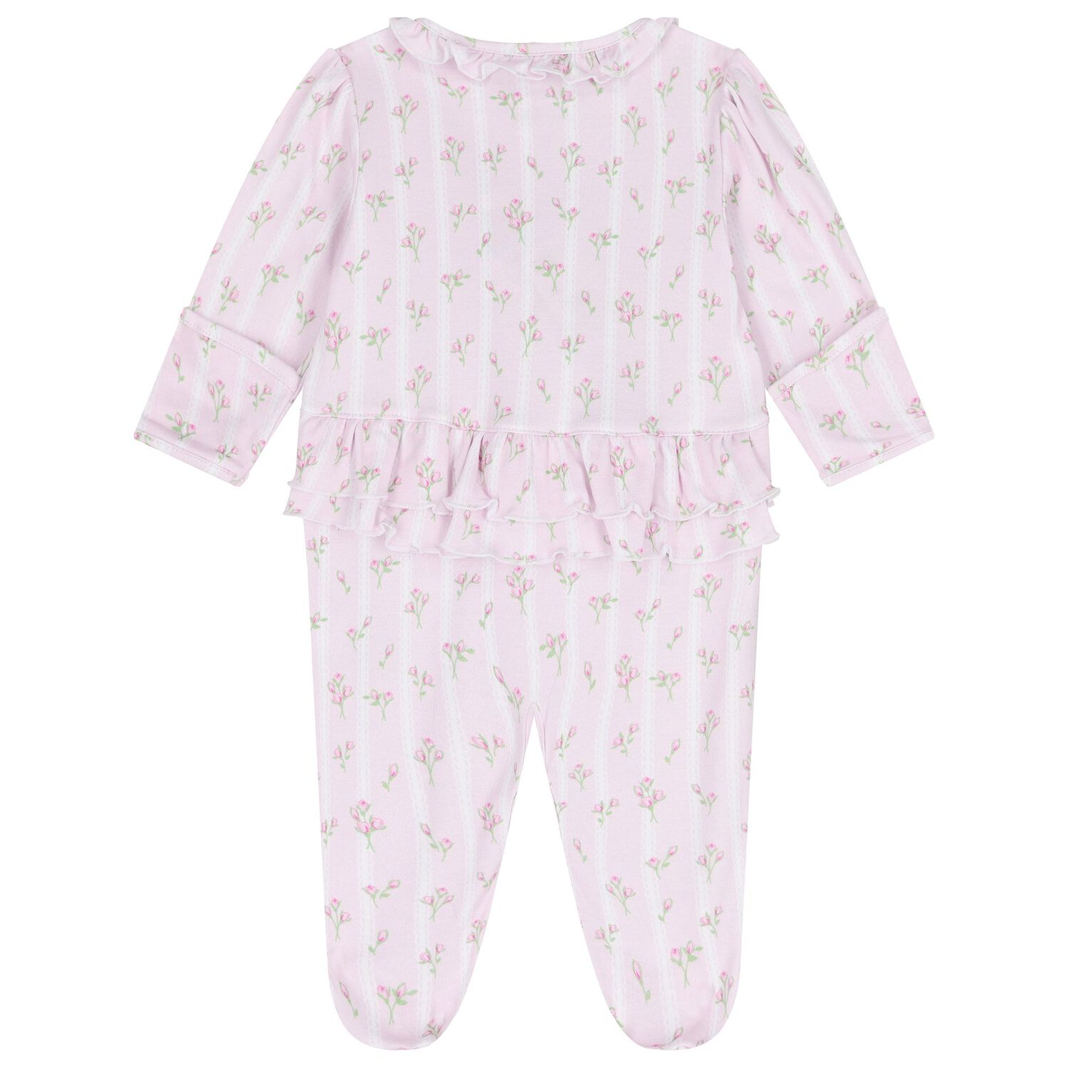 Baby Girls Pink Ribbon Stripe Bouquets Babygrow, 1, hi-res image number null