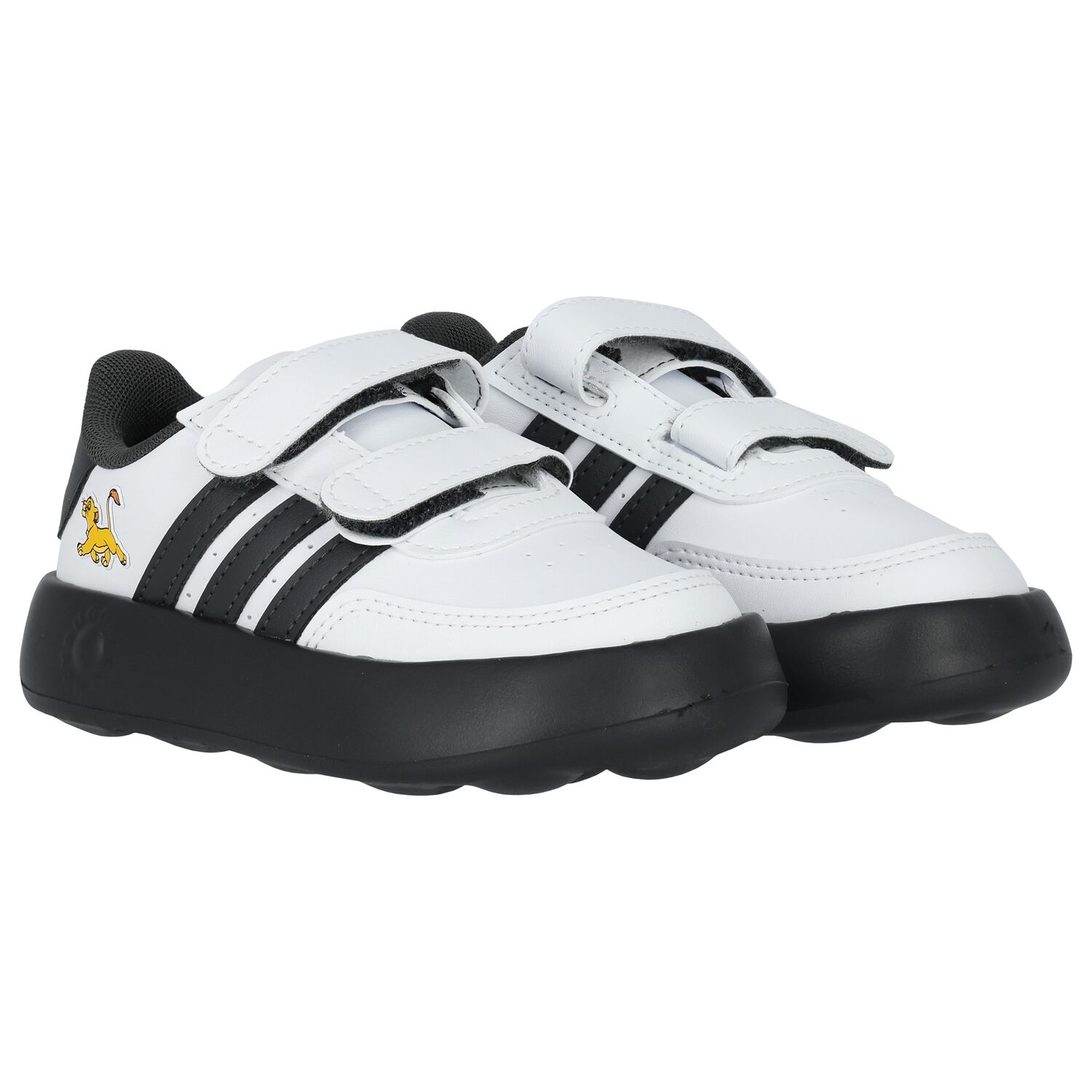 White & Black Logo Lion King Trainers, 1, hi-res