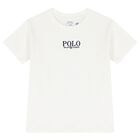 Boys White Cotton Polo Logo T-Shirt, 1, hi-res