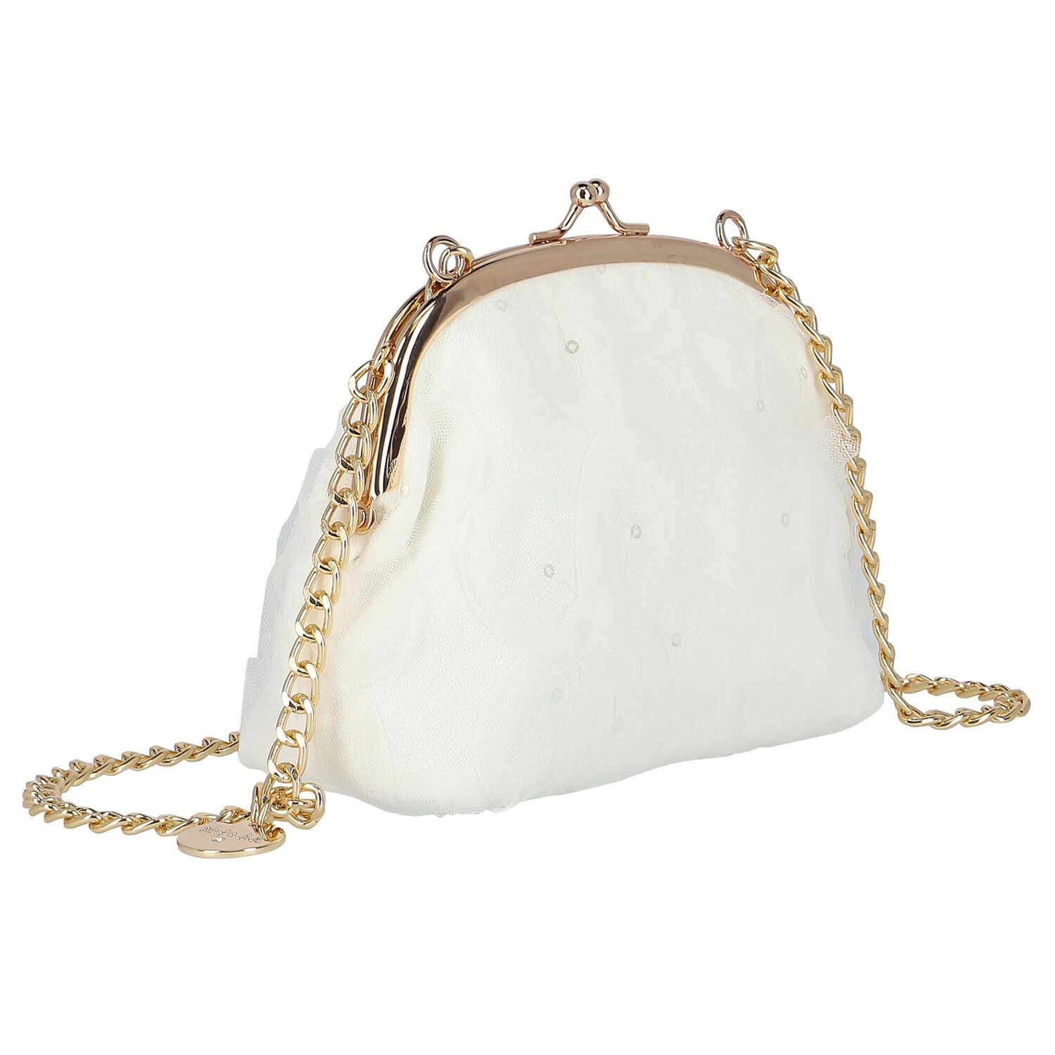 Girls Ivory Tulle Lace Shoulder Bag, 1, hi-res