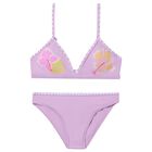 Girls Purple Embroidered Flower Bikini, 1, hi-res