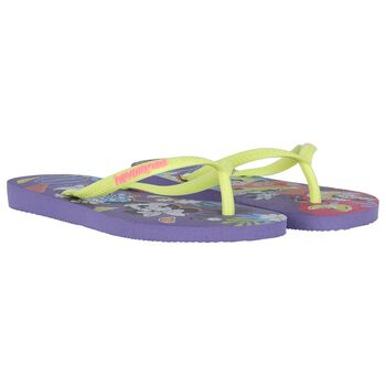 Girls Purple Disney Logo Flip Flops