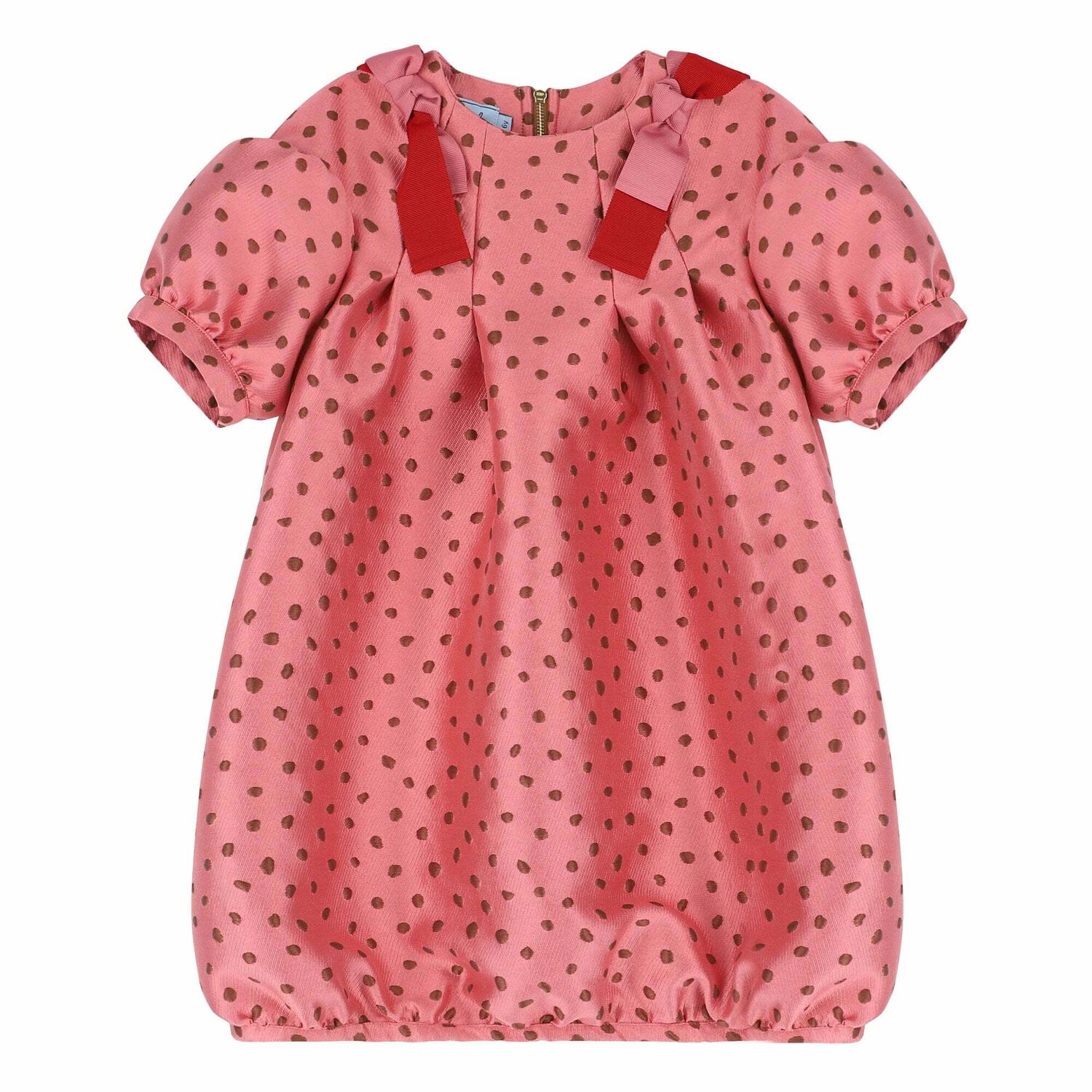 Girls Pink Polka Dot Print Dress, 1, hi-res