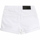 Girls White Cotton Shorts, 1, hi-res