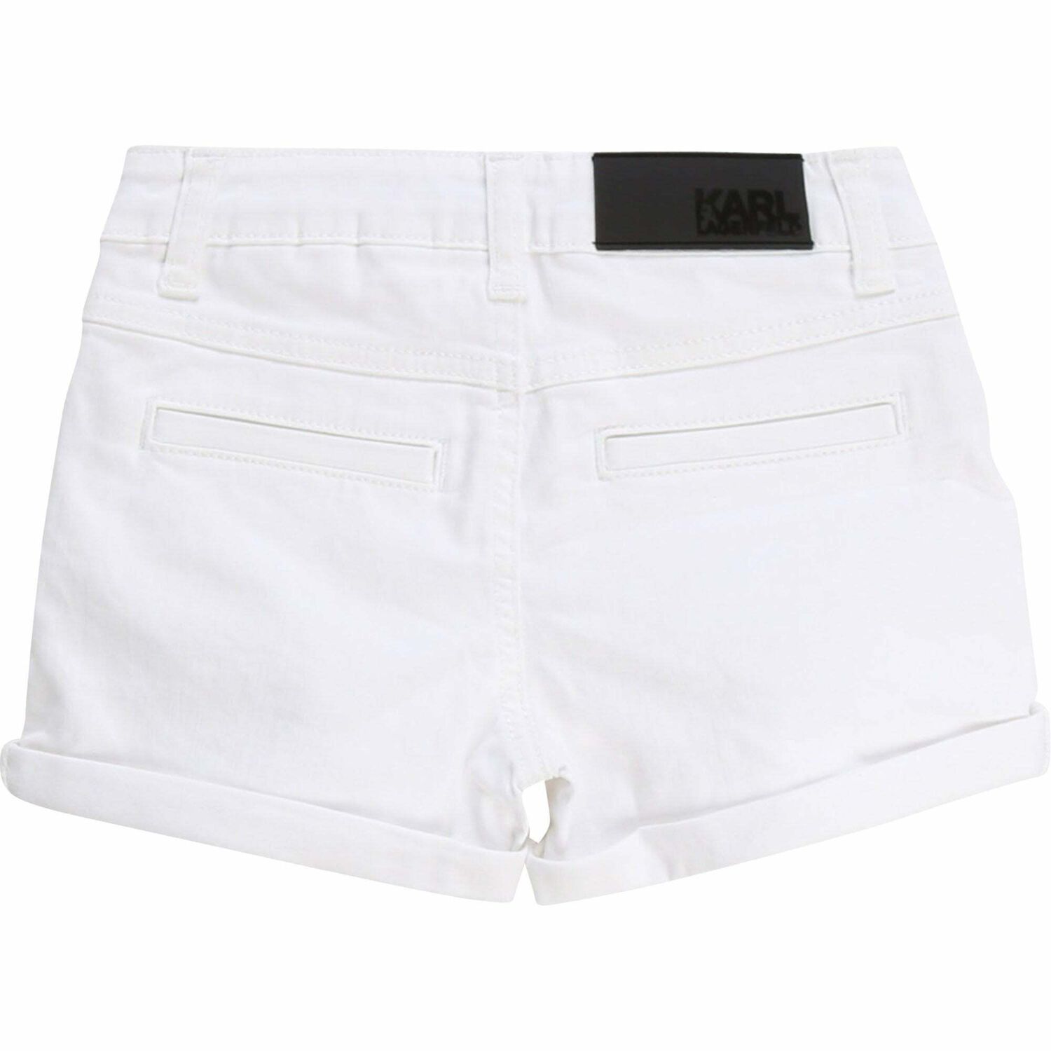 Girls White Cotton Shorts, 1, hi-res