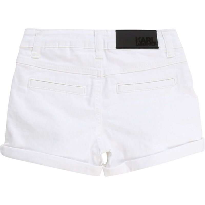 Girls White Cotton Shorts, 1, hi-res image number null