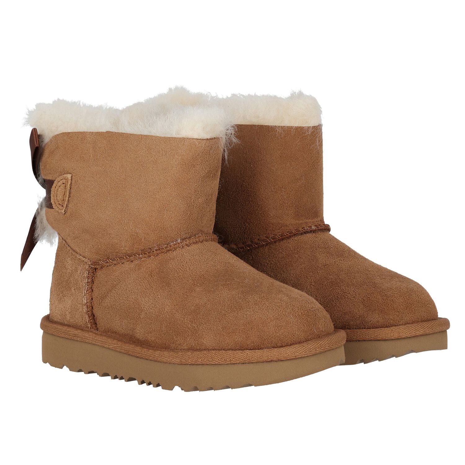 Younger Girls Beige Mini Bailey Bow II Suede Boots, 2, hi-res image number null