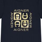 Boys Navy Blue & Gold Logo T-Shirt, 1, hi-res