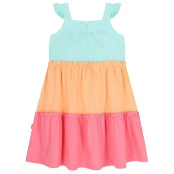 Girls Blue, Orange & Pink Tiered Dress