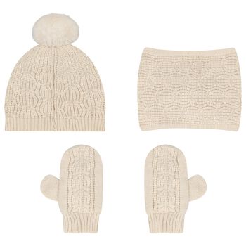 Younger Girls Ivory Knitted 3 Piece Set
