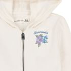 Girls Ivory Logo Hooded Zip Up Top, 1, hi-res