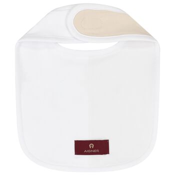 White & Beige Logo Bib
