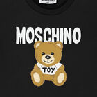 Girls Black Teddy Bear Logo Dress, 3, hi-res