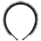 Girls Black Crystal Embellished Headband, 2, hi-res