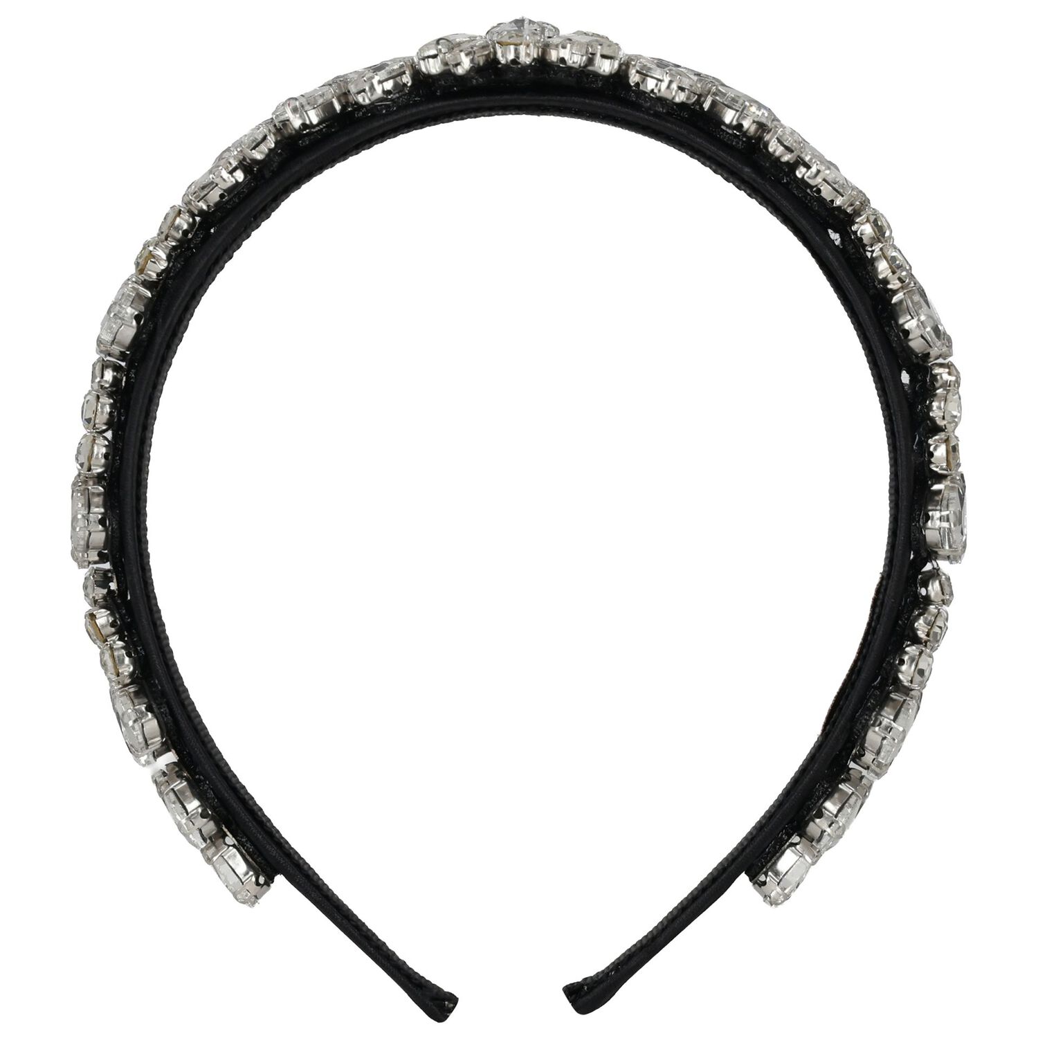 Girls Black Crystal Embellished Headband, 2, hi-res