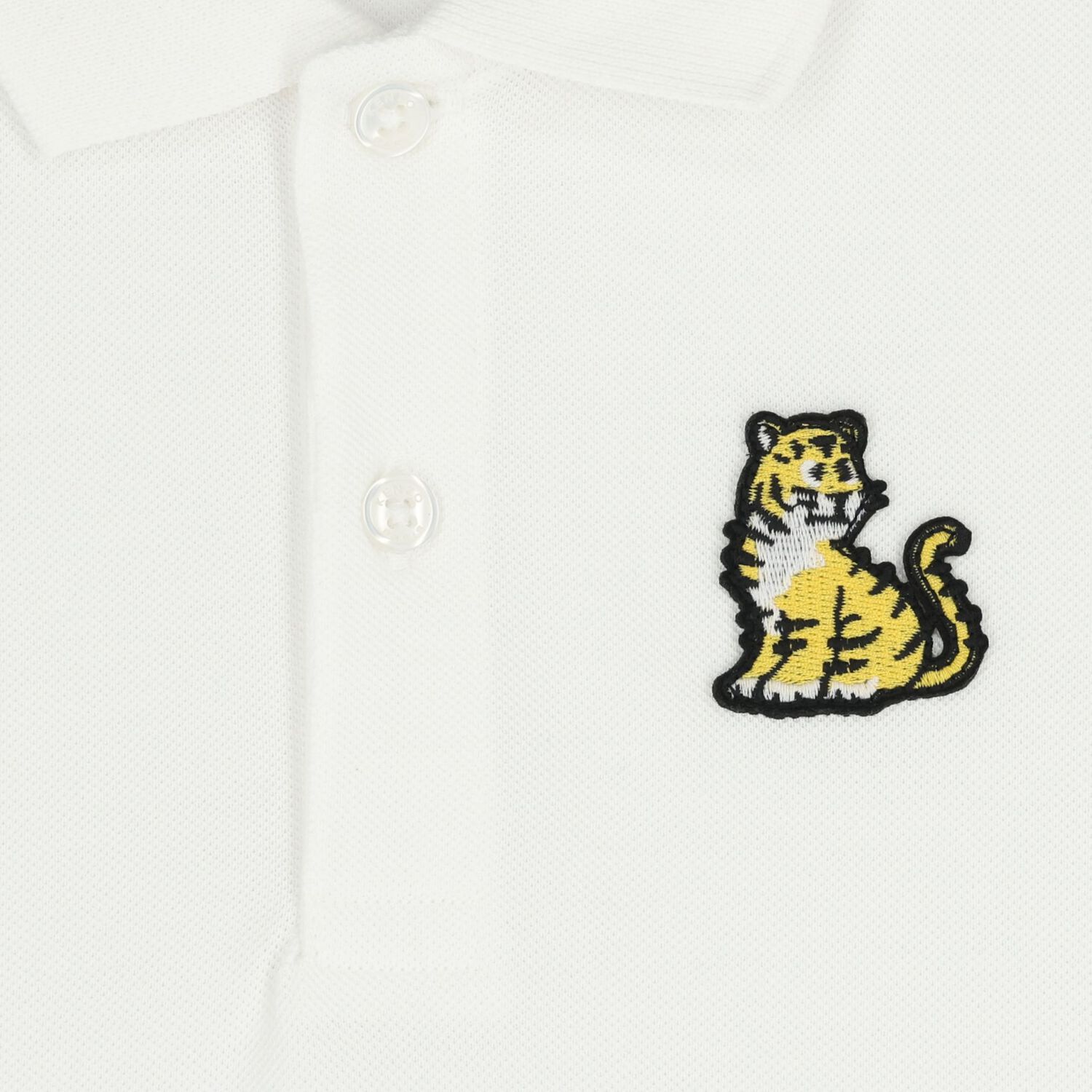 Boys White Tiger Logo Polo Shirt, 1, hi-res