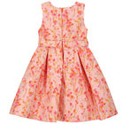 Girls Pink Floral Jacquard Dress, 1, hi-res