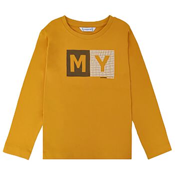 Boys Yellow Logo Long Sleeve Top