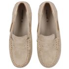 Boys Beige Suede Leather Moccasins , 1, hi-res