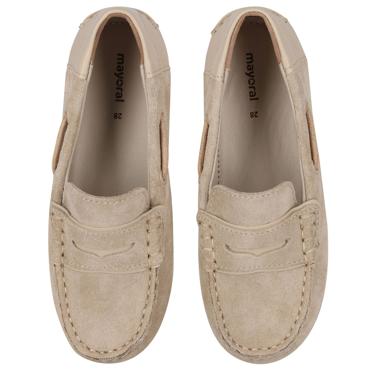Boys Beige Suede Leather Moccasins , 1, hi-res