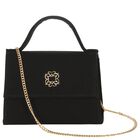 Girls Black Crepe Handbag, 2, hi-res